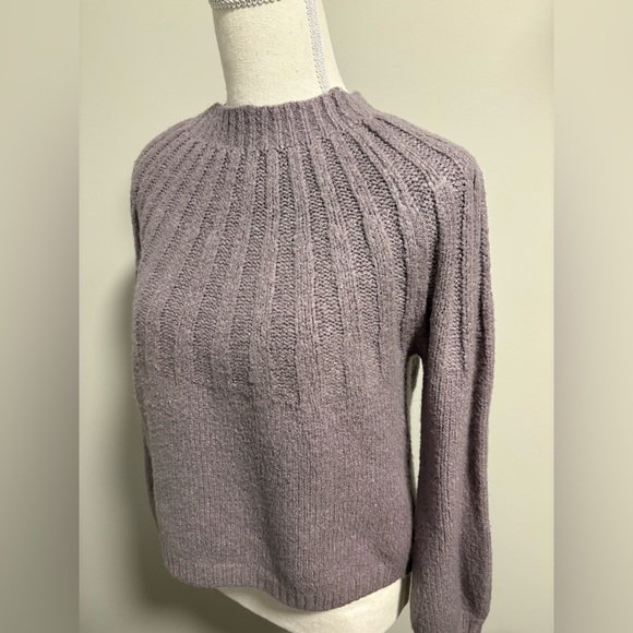 Cloth by Design Mock Neck Sweater| Medium Dusty Lavender | Ribbed Long Sleeve - Picture 5 of 10